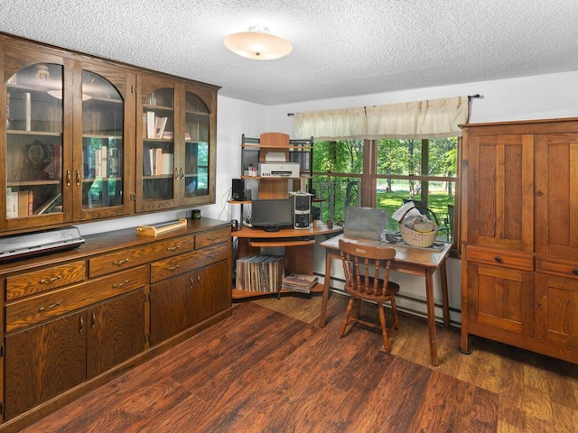 24810 96th St NW, Zimmerman, MN 55398 - home office featuring a textured ceiling and dark wood-style floors