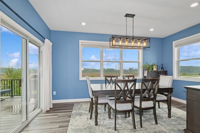 19281 Blue Stem Ct, Maple Grove, MN 55311 - dining room featuring wood finished floors, baseboards, plenty of natural light, and recessed lighting