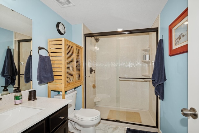 19281 Blue Stem Ct, Maple Grove, MN 55311 - full bath featuring vanity, marble finish floors, a stall shower, and toilet