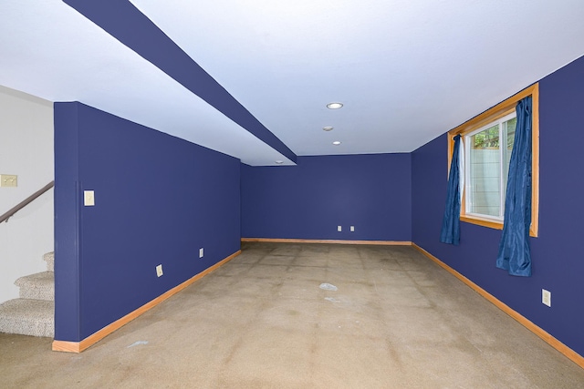 1424 Summit Ave, Cloquet, MN 55720 - additional living space with baseboards, recessed lighting, and stairway
