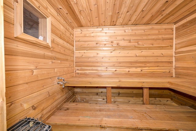 1424 Summit Ave, Cloquet, MN 55720 - sauna / steam room with wooden ceiling and wooden walls