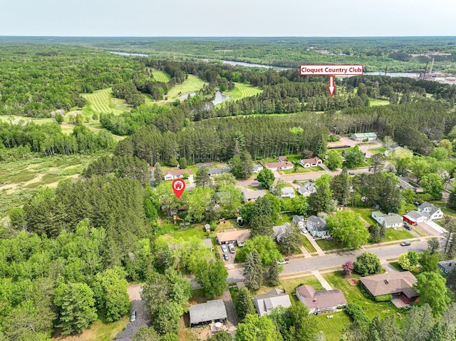 1424 Summit Ave, Cloquet, MN 55720 - aerial overview of property's location with a heavily wooded area and nearby suburban area