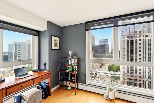 433 7th St Unit 1623, Minneapolis, MN 55415 - office area with a view of city, plenty of natural light, and wood finished floors