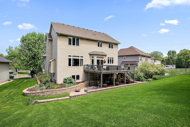 3321 Willie Dr, Burnsville, MN 55337 - back of house with a wooden deck, stairway, and a patio area