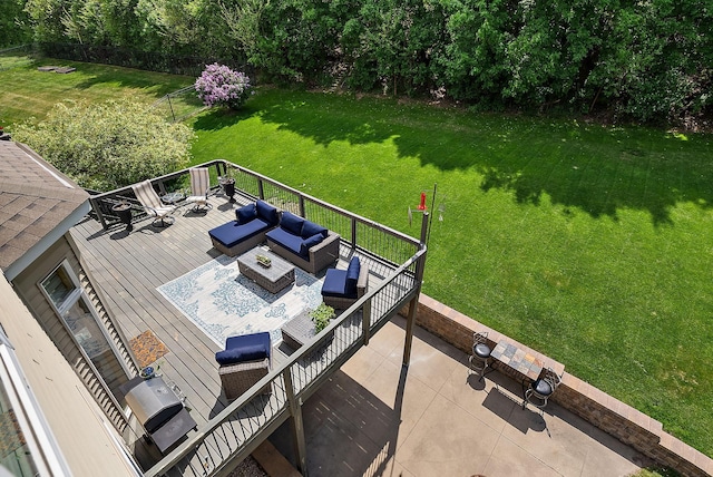 3321 Willie Dr, Burnsville, MN 55337 - wooden terrace featuring outdoor lounge area and a yard