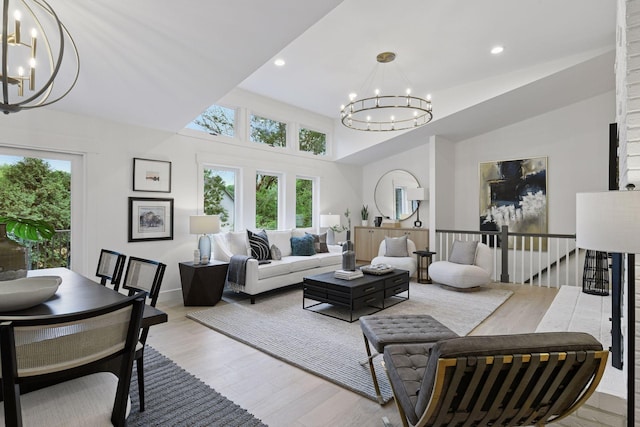 2324 Rivendell Ln, Minnetonka, MN 55305 - living area with a chandelier, light wood-style flooring, and recessed lighting