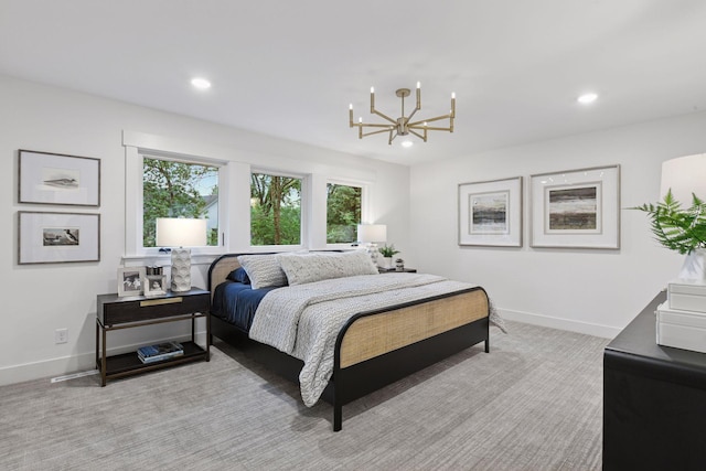 2324 Rivendell Ln, Minnetonka, MN 55305 - bedroom featuring recessed lighting, a chandelier, and light carpet