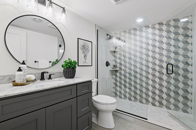 2324 Rivendell Ln, Minnetonka, MN 55305 - bathroom featuring vanity, a stall shower, and tile patterned floors