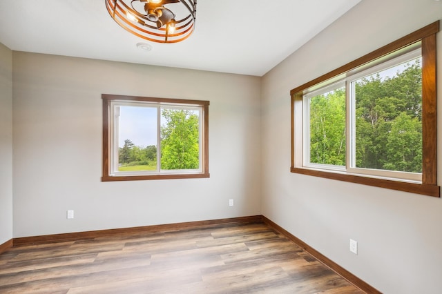 26884 709th St, Lake City, MN 55041 - unfurnished room with healthy amount of natural light, a chandelier, and wood finished floors