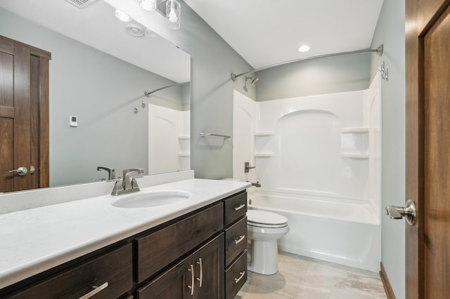 26884 709th St, Lake City, MN 55041 - full bathroom with vanity, shower / bathtub combination, and tile patterned flooring