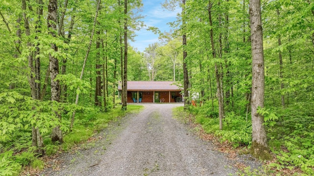 W8567 County Road Mm, Mead Twp, WI 54437 - view of front facade featuring gravel driveway and a wooded view