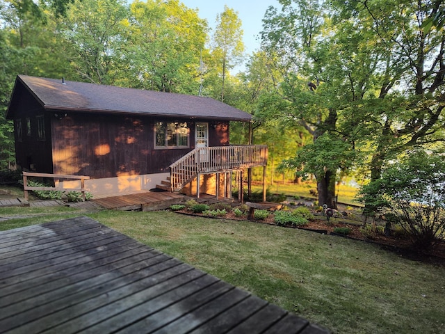 12183 Crooked Lake Ln SW, Moe Twp, MN 56327 - wooden terrace with a lawn and stairway