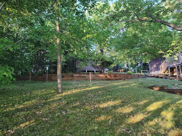 12183 Crooked Lake Ln SW, Moe Twp, MN 56327 - view of grassy yard with stairway