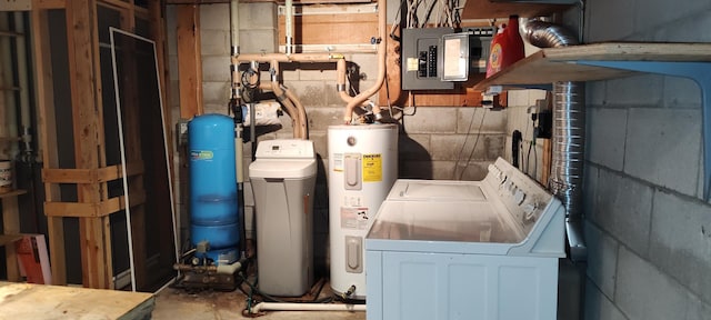 12183 Crooked Lake Ln SW, Moe Twp, MN 56327 - utilities featuring washer and dryer, electric panel, and water heater