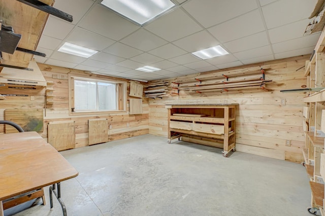 1345 Bluff Border Rd, New Richmond, WI 54017 - below grade area with wooden walls and a paneled ceiling