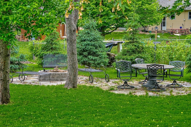 1345 Bluff Border Rd, New Richmond, WI 54017 - view of community with a lawn, a patio, and outdoor dining space