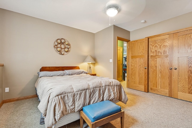 26033 607th St, Mantorville, MN 55955 - bedroom featuring light colored carpet, a closet, and a ceiling fan