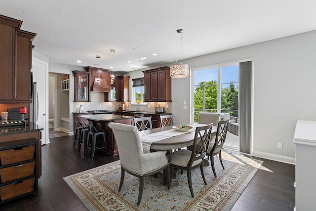 3751 Crane Island Ct, Minnetrista, MN 55331 - dining space with dark wood-style flooring, recessed lighting, and baseboards
