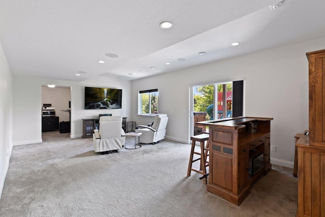 3751 Crane Island Ct, Minnetrista, MN 55331 - carpeted living room featuring baseboards and recessed lighting