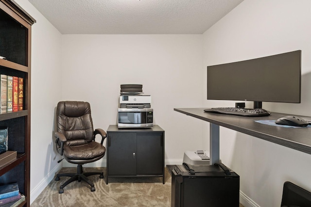 3751 Crane Island Ct, Minnetrista, MN 55331 - carpeted home office featuring baseboards and a textured ceiling