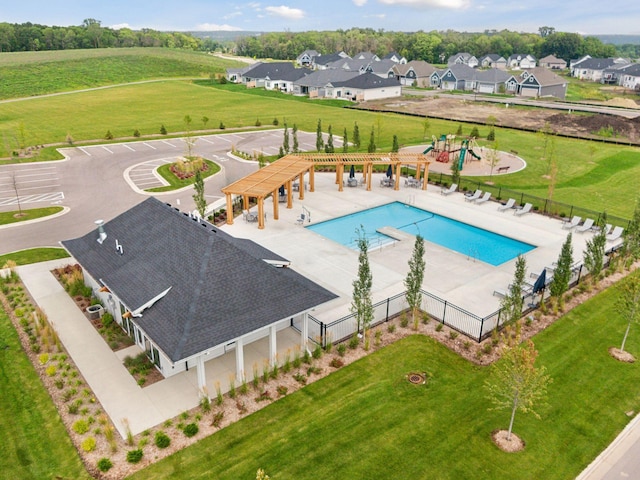 3751 Crane Island Ct, Minnetrista, MN 55331 - aerial perspective of suburban area with a pool area