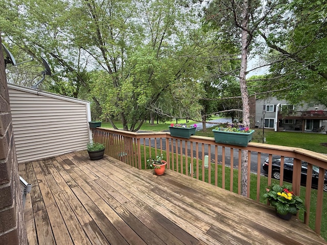 14410 92nd Ave N, Maple Grove, MN 55369 - deck with a lawn and view of scattered trees