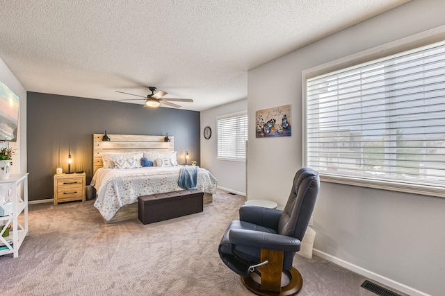 11001 Isanti Ct NE, Blaine, MN 55449 - bedroom with a textured ceiling, carpet, a ceiling fan, and baseboards