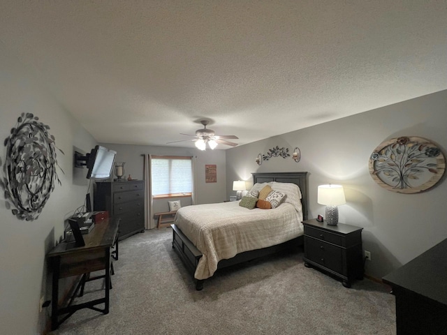 1209 23rd St SE, Willmar, MN 56201 - bedroom with light carpet, a ceiling fan, and a textured ceiling