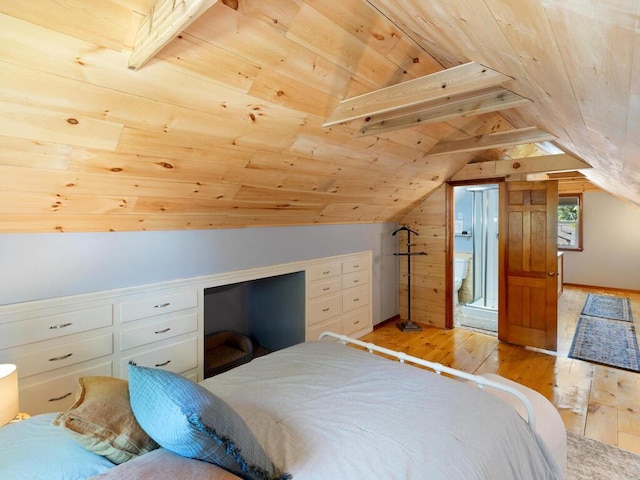 1033 Hall Ave W, Saint Paul, MN 55118 - bedroom featuring wood ceiling, light wood-style floors, lofted ceiling, and baseboards