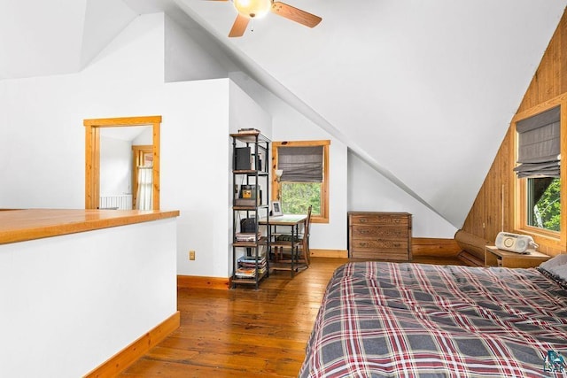 4015 Van Rd, Duluth, MN 55803 - bedroom featuring vaulted ceiling, hardwood / wood-style floors, and baseboards