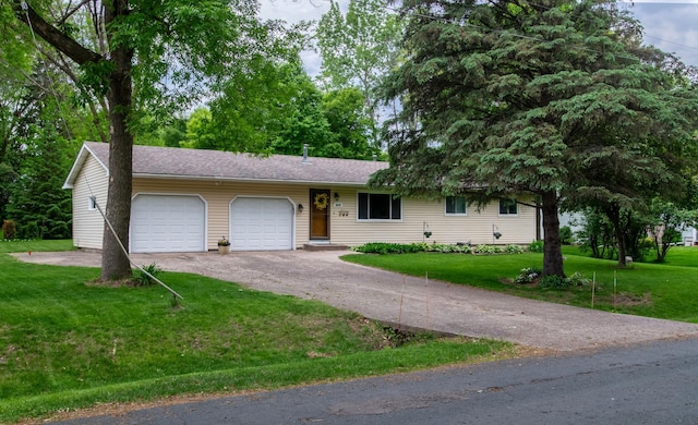8659 215th St N, Forest Lake, MN 55025 - single story home with a garage, dirt driveway, a front lawn, and roof with shingles