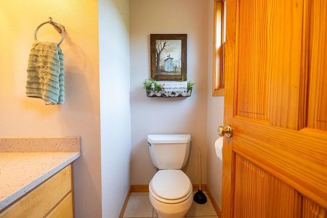 E2221 930th Ave, Stanton Twp, WI 54725 - half bath with toilet, vanity, baseboards, and tile patterned floors