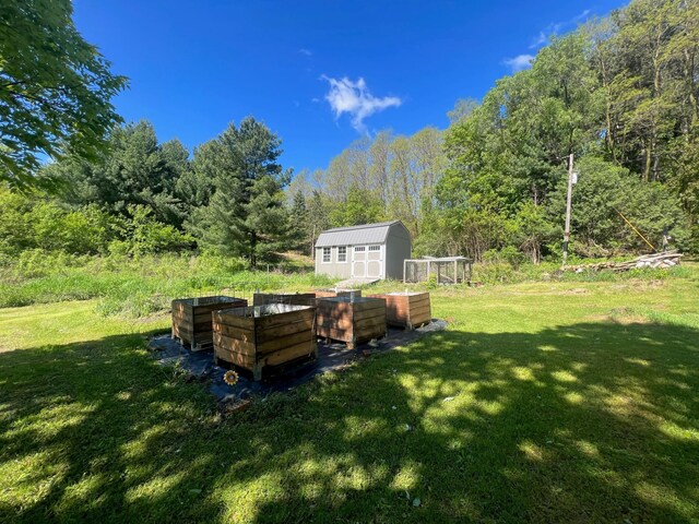 S363 Nicholes Rd, Naples Twp, WI 54755 - view of grassy yard featuring a forest view and a vegetable garden