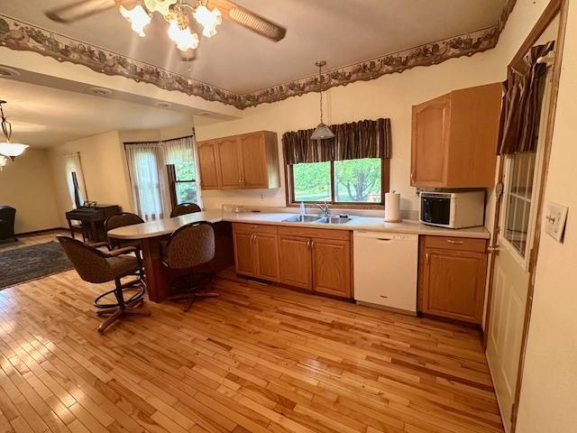 77729 330th St, Prior Twp, MN 56278 - kitchen featuring white dishwasher, a sink, light countertops, and healthy amount of natural light