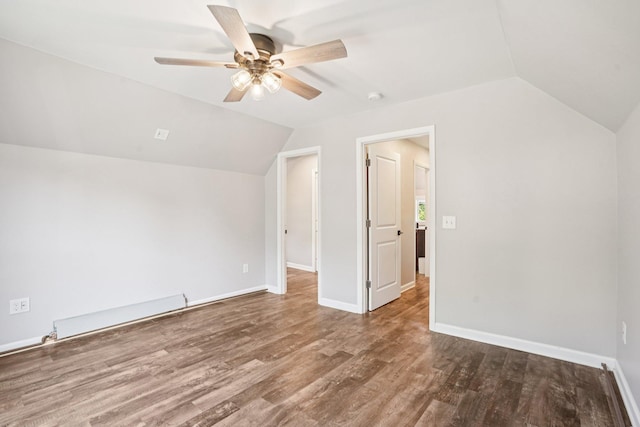 491 Belvidere St E, Saint Paul, MN 55107 - additional living space featuring vaulted ceiling, ceiling fan, wood finished floors, and baseboards