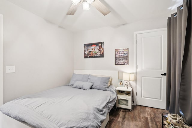 491 Belvidere St E, Saint Paul, MN 55107 - bedroom featuring dark wood-style flooring and ceiling fan