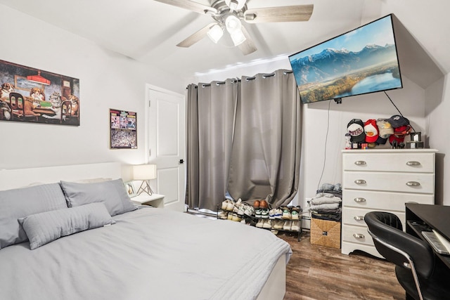 491 Belvidere St E, Saint Paul, MN 55107 - bedroom with dark wood-style floors and ceiling fan