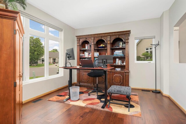 6242 Cavendish Pl, Eden Prairie, MN 55346 - office area featuring hardwood / wood-style flooring and baseboards