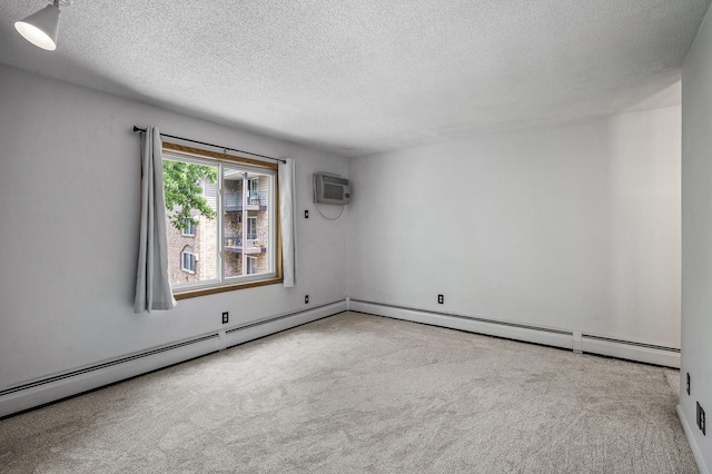 10311 Cedar Lake Rd Unit 202, Minnetonka, MN 55305 - unfurnished room with a textured ceiling, carpet floors, a wall mounted air conditioner, and a baseboard heating unit