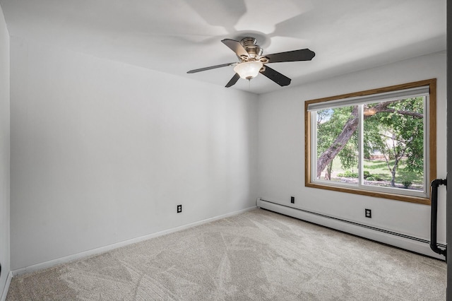 10311 Cedar Lake Rd Unit 202, Minnetonka, MN 55305 - carpeted spare room featuring a baseboard radiator, a ceiling fan, and baseboards