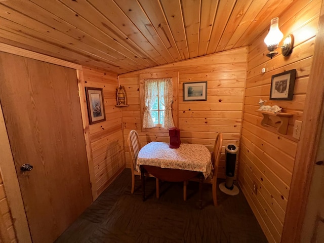 32074 315th Pl, Glen Twp, MN 56431 - dining area with wooden walls and wooden ceiling