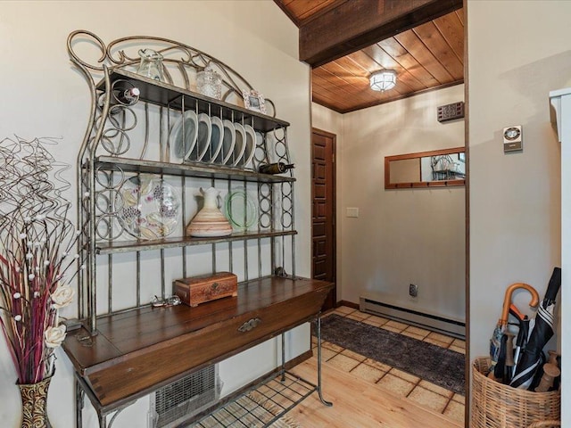 5863 Foley Rd, Baxter, MN 56425 - entrance foyer with wooden ceiling and a baseboard heating unit