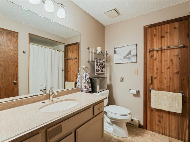 5863 Foley Rd, Baxter, MN 56425 - full bath featuring a baseboard heating unit, vanity, and a shower with curtain