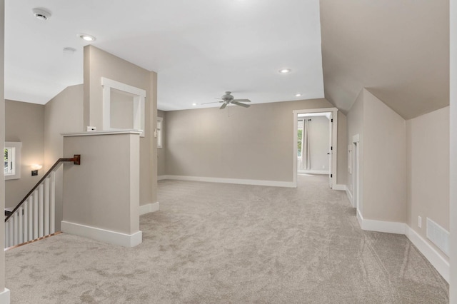 1241 Cedar Lake Rd S, Minneapolis, MN 55416 - bonus room featuring carpet floors, a ceiling fan, lofted ceiling, baseboards, and recessed lighting