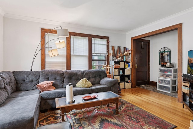 1601 Charles Ave, Saint Paul, MN 55104 - living room featuring ornamental molding and wood finished floors