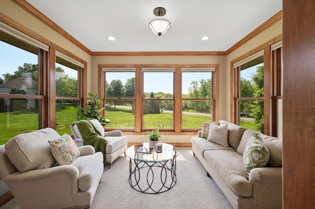 8867 Aviary Path, Inver Grove Heights, MN 55077 - living room featuring crown molding and recessed lighting
