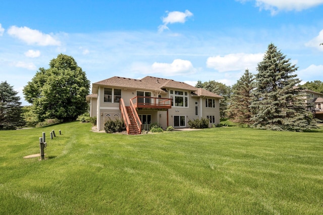 8867 Aviary Path, Inver Grove Heights, MN 55077 - back of house featuring stairs, a wooden deck, and a yard