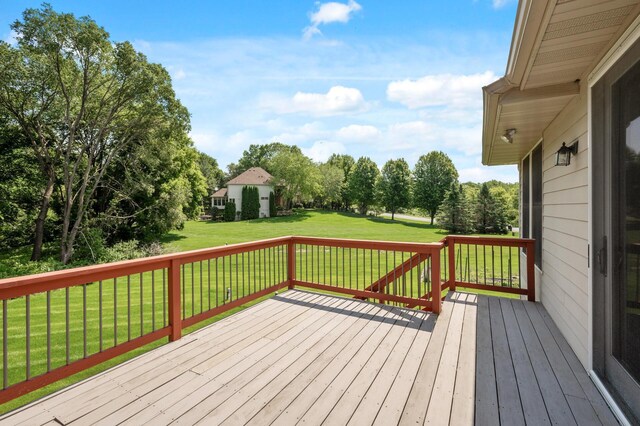 8867 Aviary Path, Inver Grove Heights, MN 55077 - wooden terrace featuring a yard and view of scattered trees