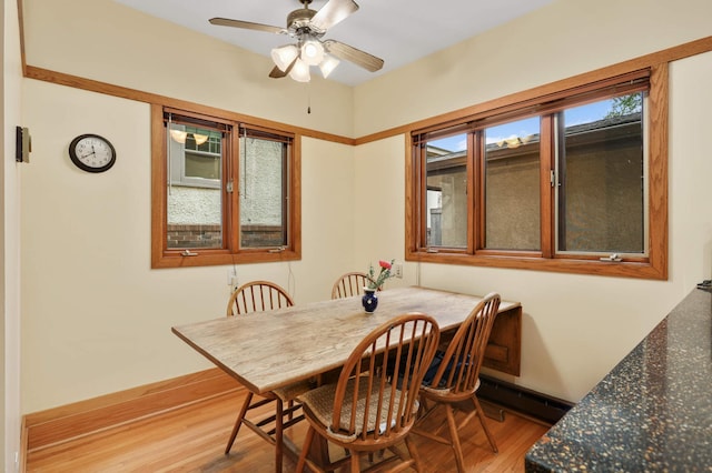 2022 Summit Ave, Saint Paul, MN 55105 - dining room with wood finished floors, ceiling fan, and a baseboard heating unit