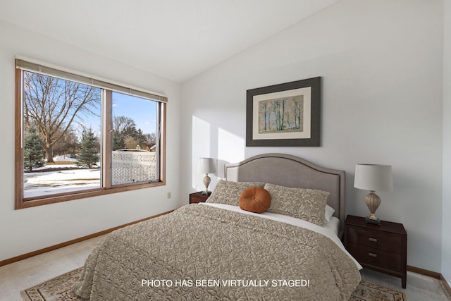 4805 Barbara Ln, Inver Grove Heights, MN 55077 - bedroom featuring carpet flooring, vaulted ceiling, and baseboards